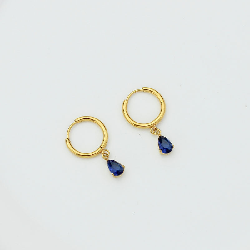 Drop-shaped Zircon Earrings Women's Stainless Steel Light Luxury High Sense Weloria