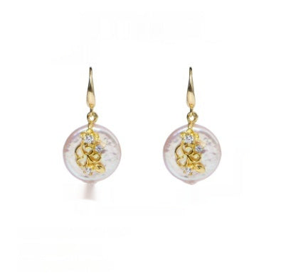Copper Plated Real Gold Design Versatile Baroque Shaped Pearl Earrings Weloria