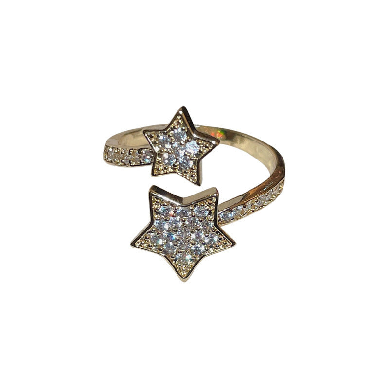 Cold Style Zircon Star Open-end Ring Fashion All-match Bracelet For Women Weloria