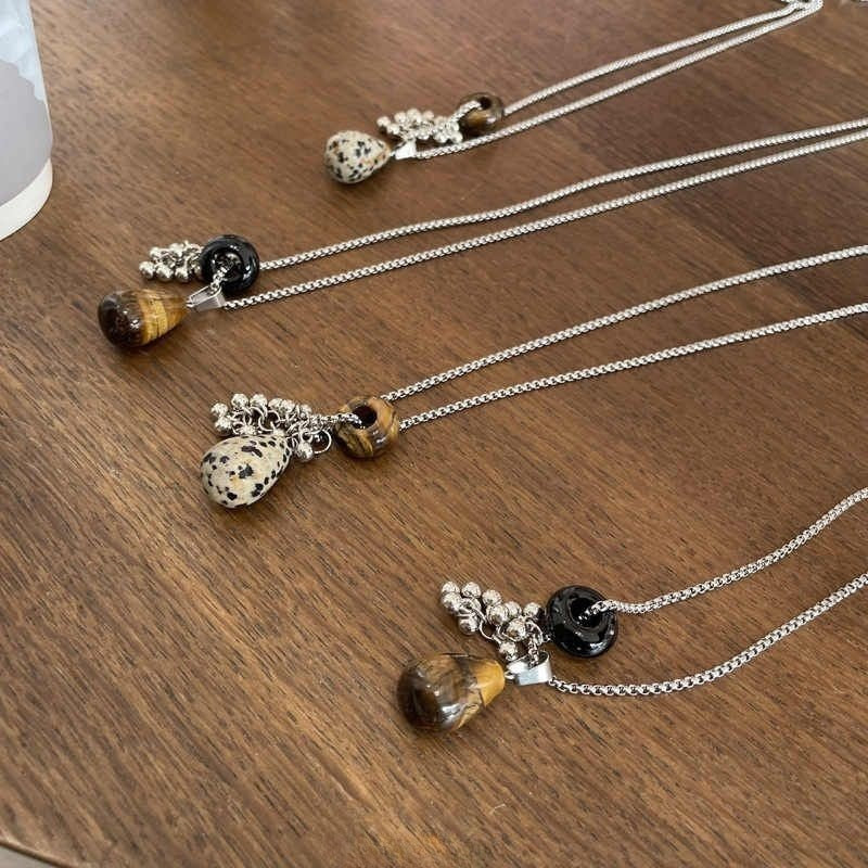 Stone Grape Cluster Pendant Niche High-grade Long Sweater Chain Weloria