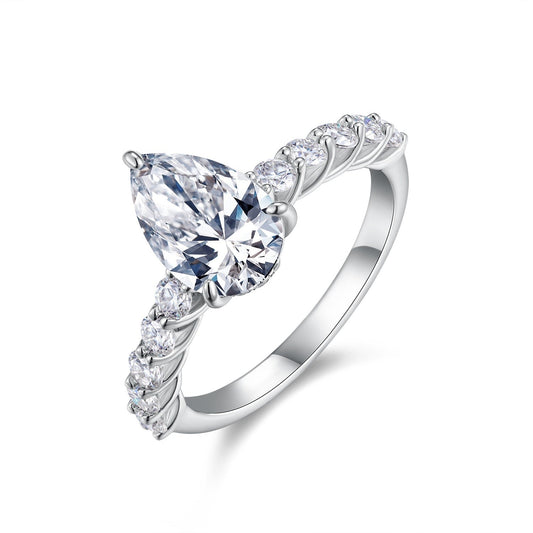 Moonlight Water Drop - A Fashionable Diamond Jewelry Piece Set With Moissanite S925 Sterling Silver And Platinum Diamond Ring Weloria