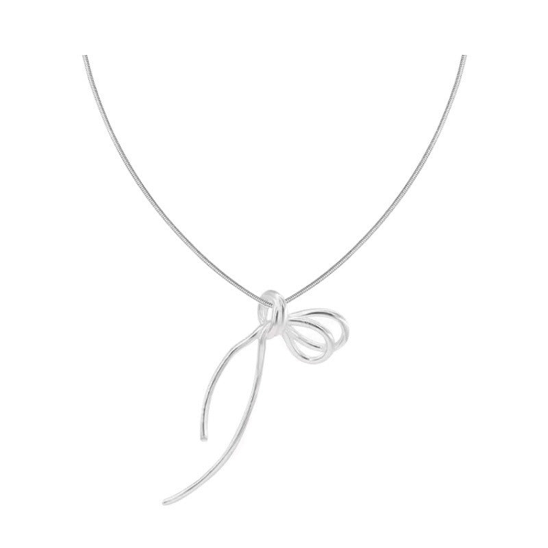 Women's Minimalist Ribbon Bow Necklace Weloria