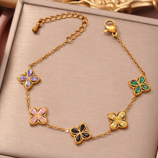 Small Flowers Inlaid Zircon Bracelet For Women Weloria
