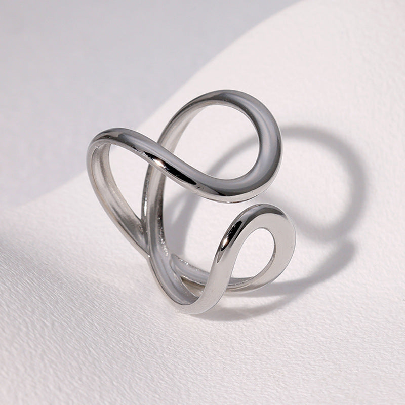 Geometric Asymmetric Minimalistic Personalized Advanced Sense Gold-plated Open Ring Weloria
