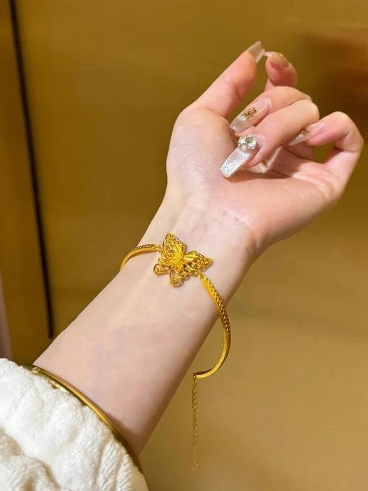 Ancient Silk Butterfly New Chinese Retro Hemp Pattern Half Bracelet Bracelet Weloria
