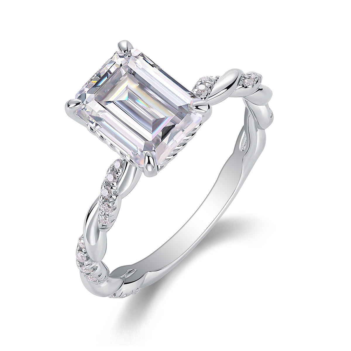 Chasing Light - A Fashionable Diamond Jewelry Piece Set With Moissanite S925 Sterling Silver And Platinum-plated Diamond Ring Weloria