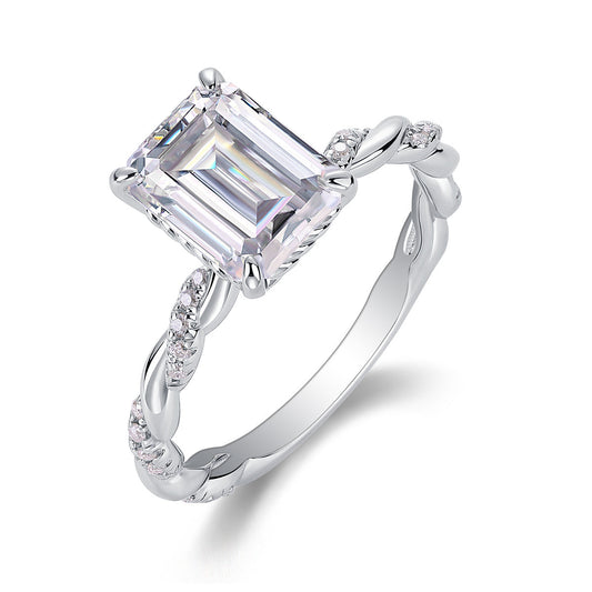 Chasing Light - A Fashionable Diamond Jewelry Piece Set With Moissanite S925 Sterling Silver And Platinum-plated Diamond Ring Weloria