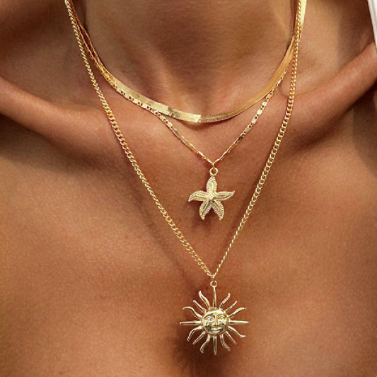 Exaggerated Face Sun Alloy Ring Suit Vacation Beach Geometric Adjustable Ring Weloria