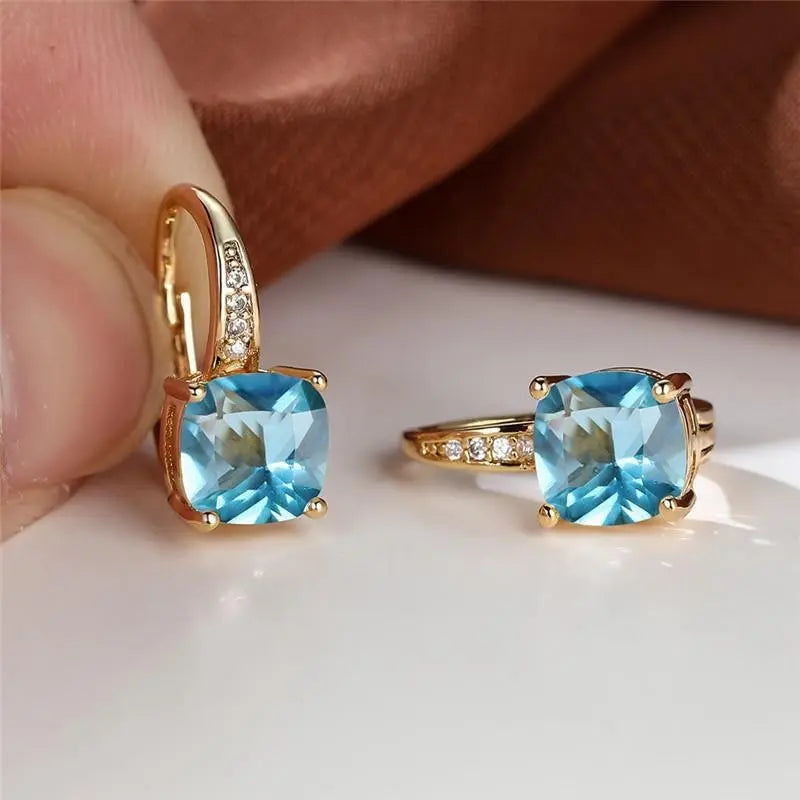 Square Zircon Inlaid Ear Hook Korean Style Fashion All-matching Weloria