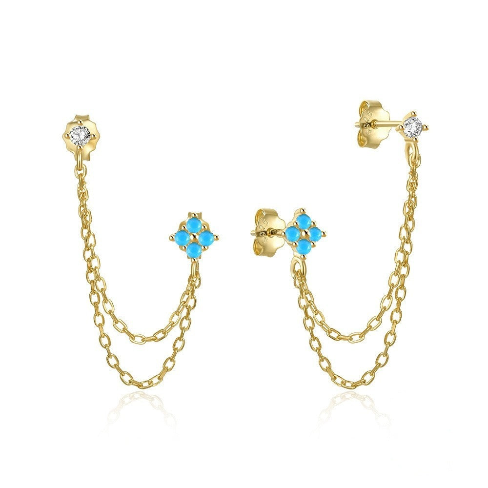 Chain Tassel Diamond Ear String Ear Studs Earrings Weloria