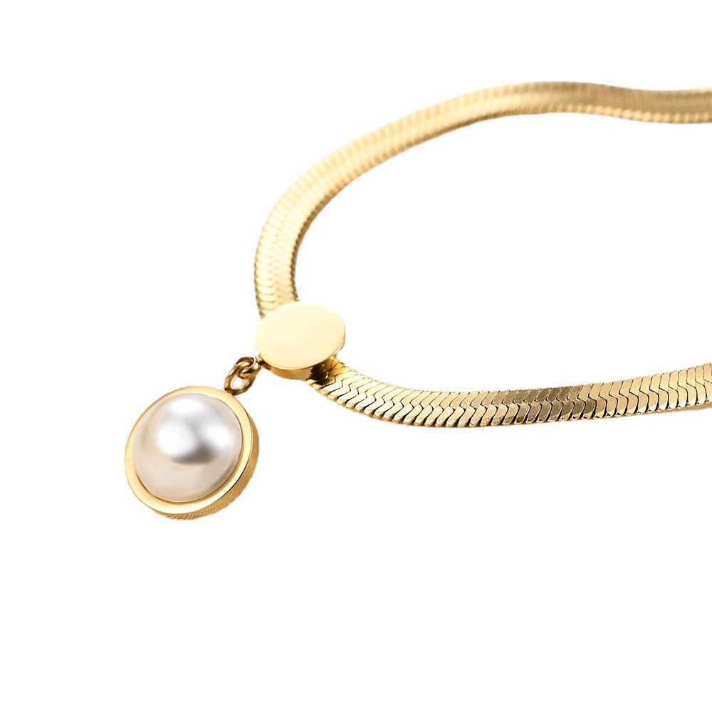 Fashion 8MM Chain Like Flat Snake Blade Necklace Weloria