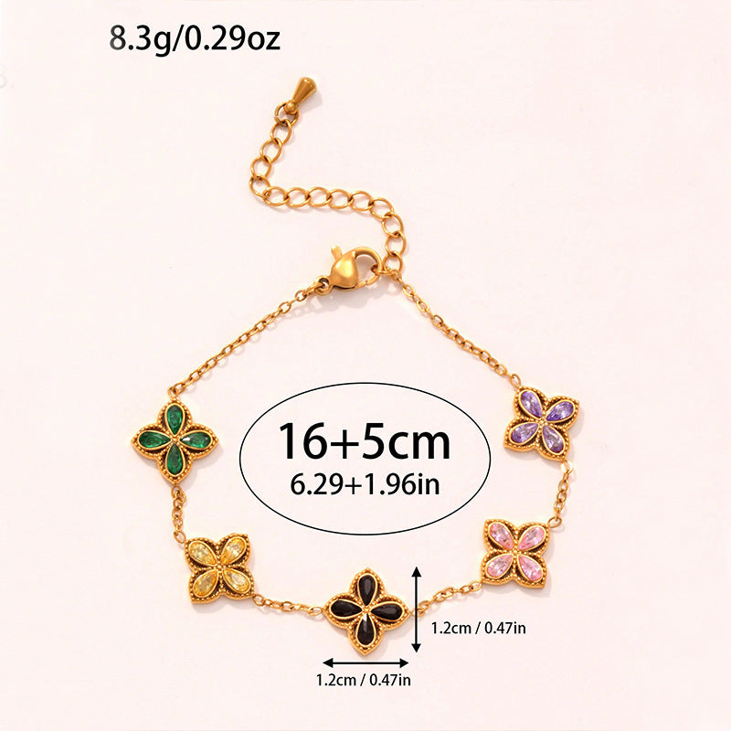 Small Flowers Inlaid Zircon Bracelet For Women Weloria