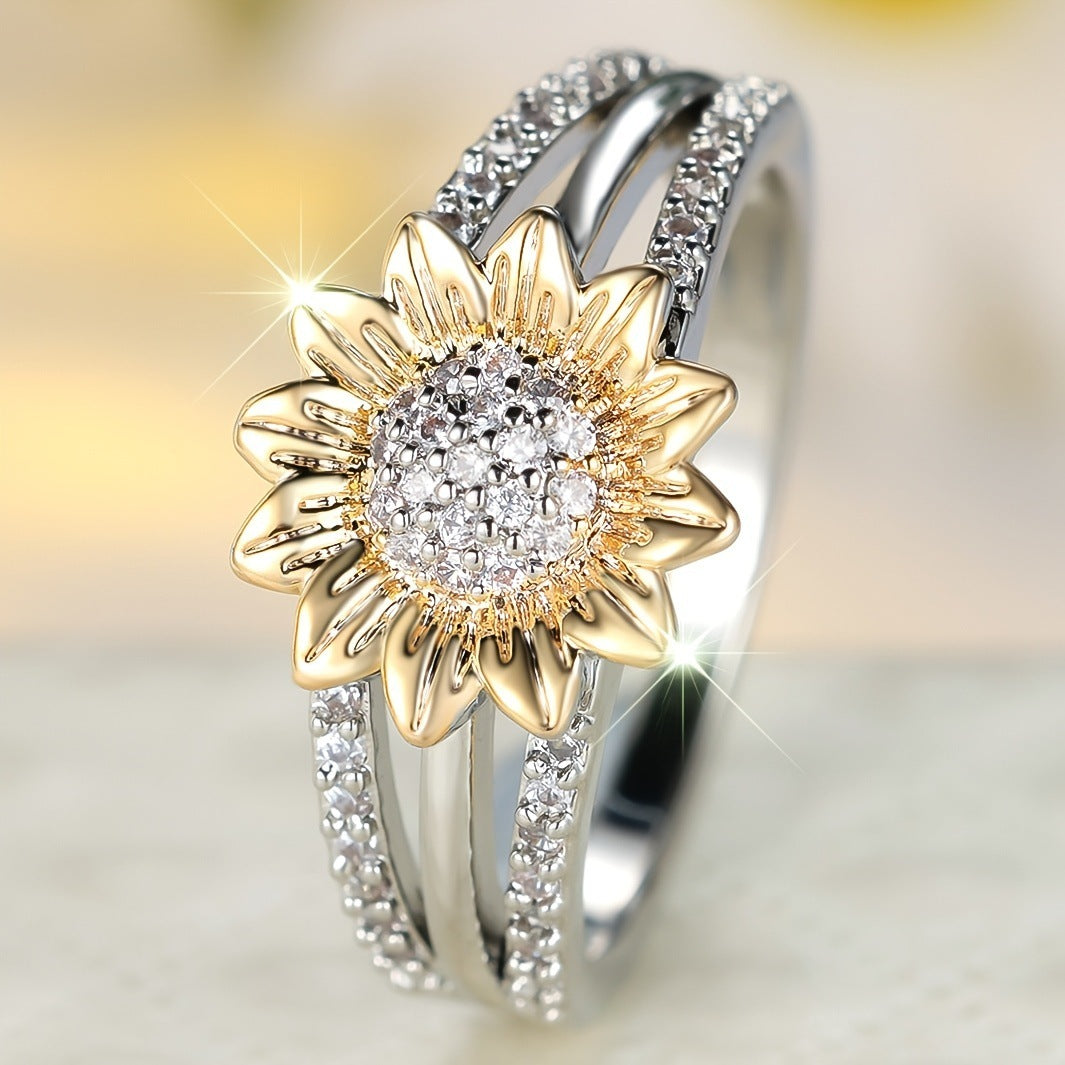 Sunflower Full Diamond Fashion Ring For Women Weloria