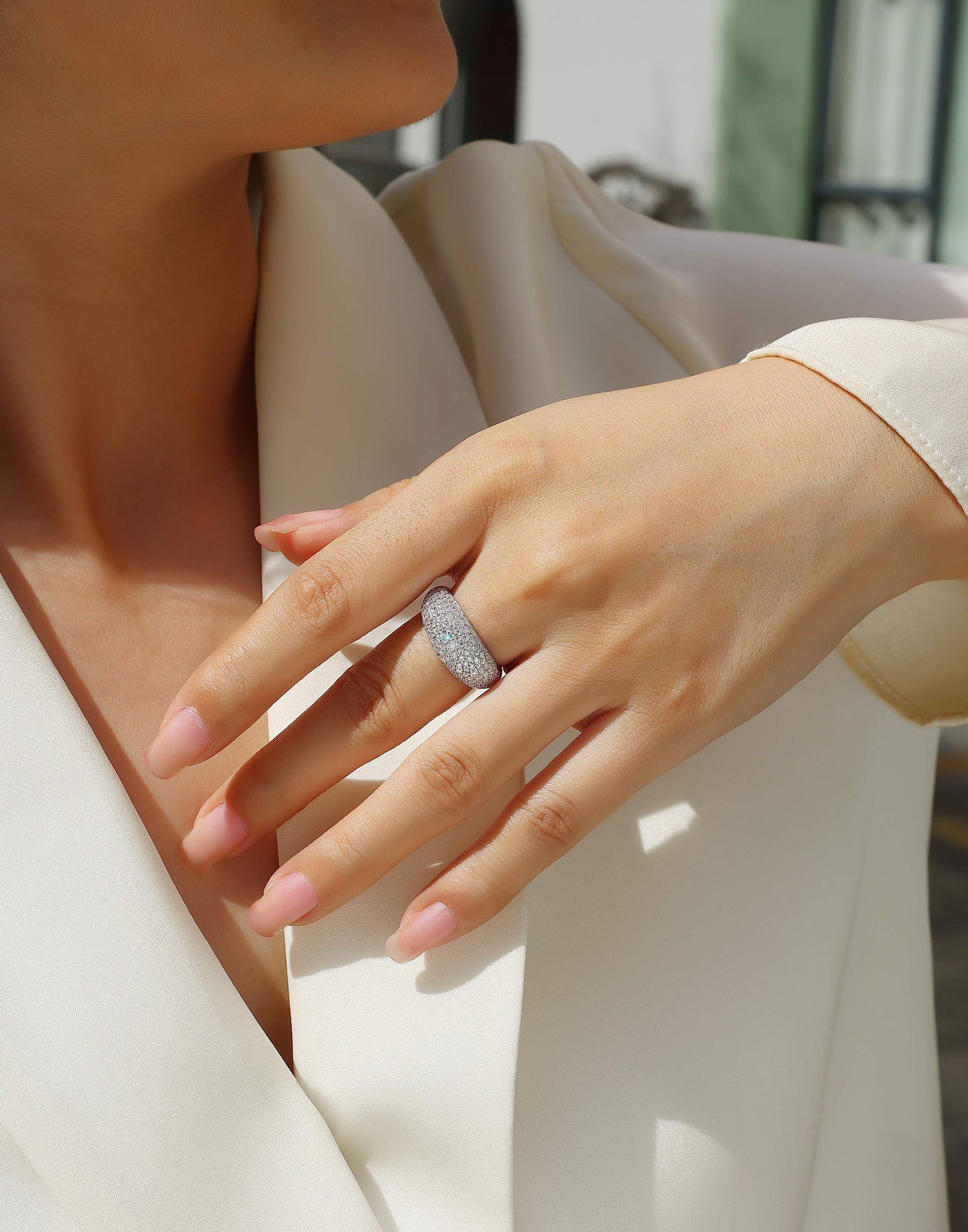Moonlit Night Stars - A Fashionable Diamond Jewelry Piece Set With Moissanite S925 Sterling Silver And Platinum Diamond Ring Weloria