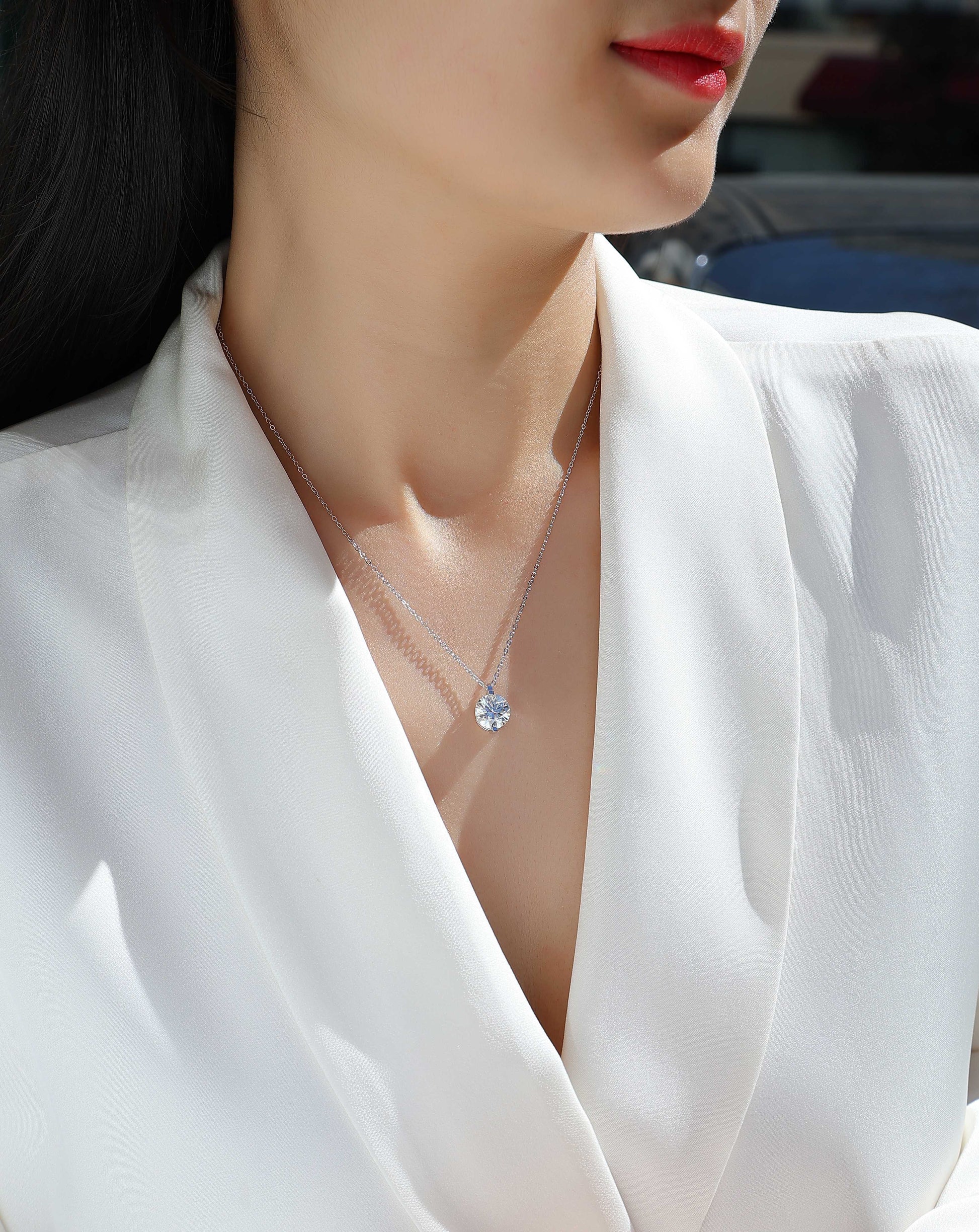Time Lasts - A Fashionable And Luxurious Diamond Jewelry Pendant Set With 2-carat, 3-carat And 5-carat Moissan Diamonds, S925 Sterling Silver And Platinum Plating Weloria