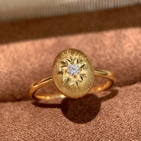 Vintage Brushed Carved Snowflake Wishing Star Ring Weloria