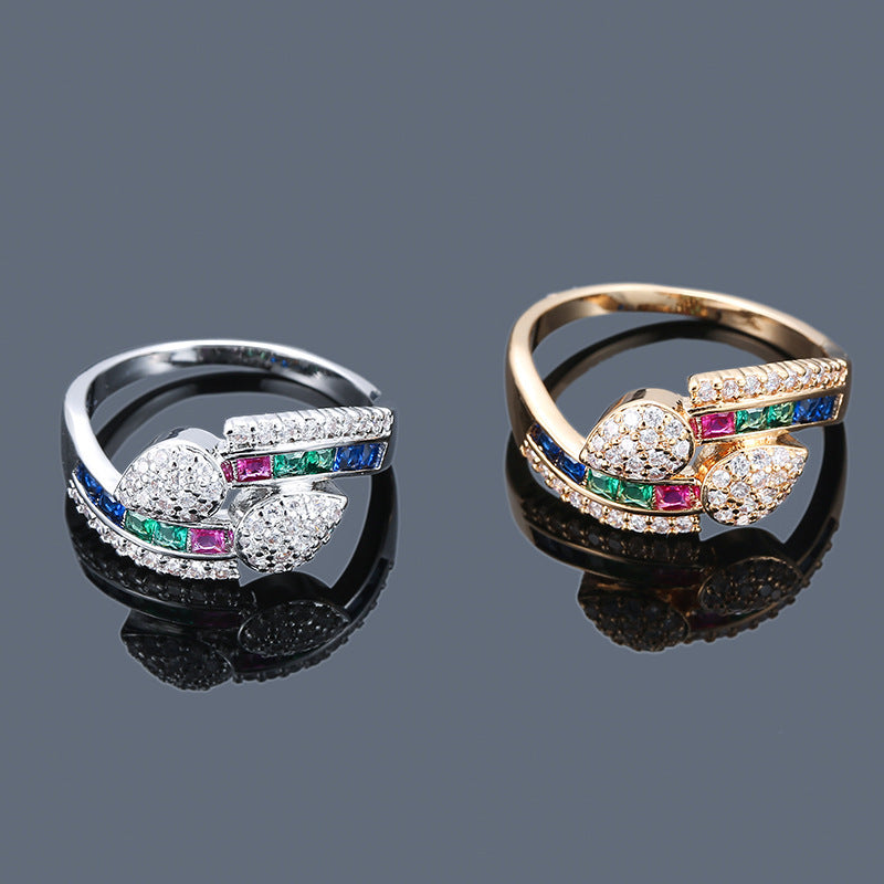 Women's Ring Inlaid With Colorful Zircon Gold-plated Ring Weloria