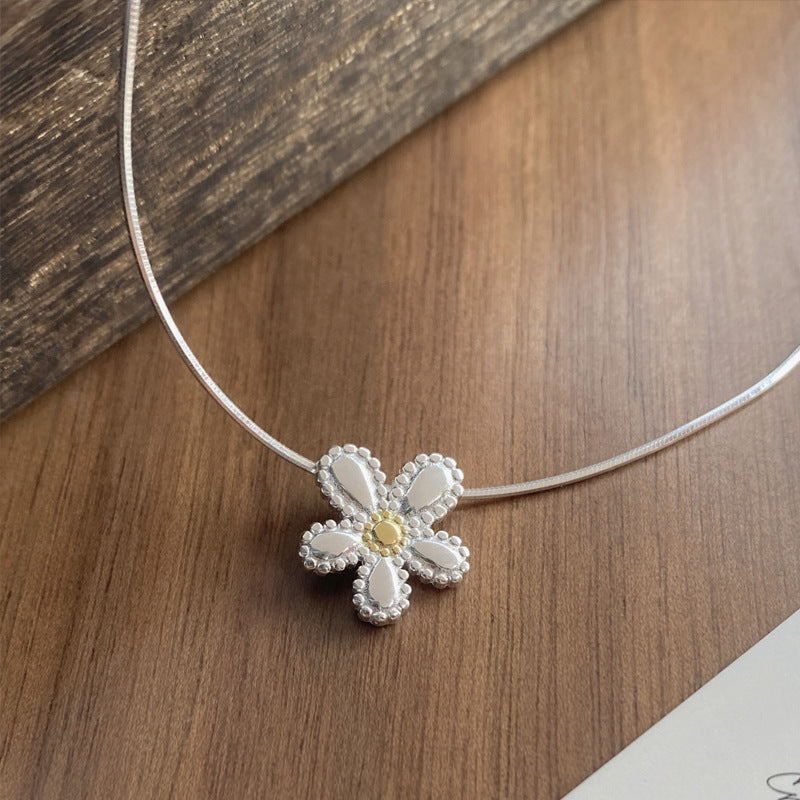 S925 Sterling Silver Flower Necklace Weloria