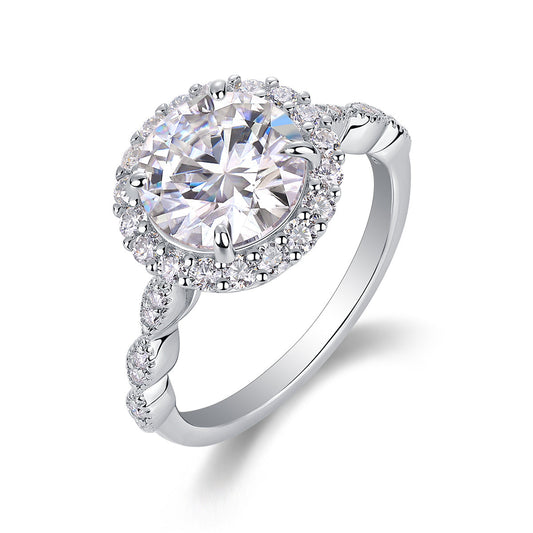Starlight Shining - A Fashionable Jewelry Ring Set With 3-carat Moissanite S925 Sterling Silver And Platinum-plated Diamond Weloria
