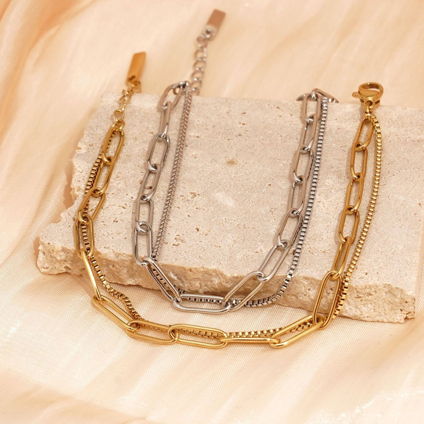 Double Layer Twin Titanium Steel Bracelet Ins Cold Style European And American Women Weloria