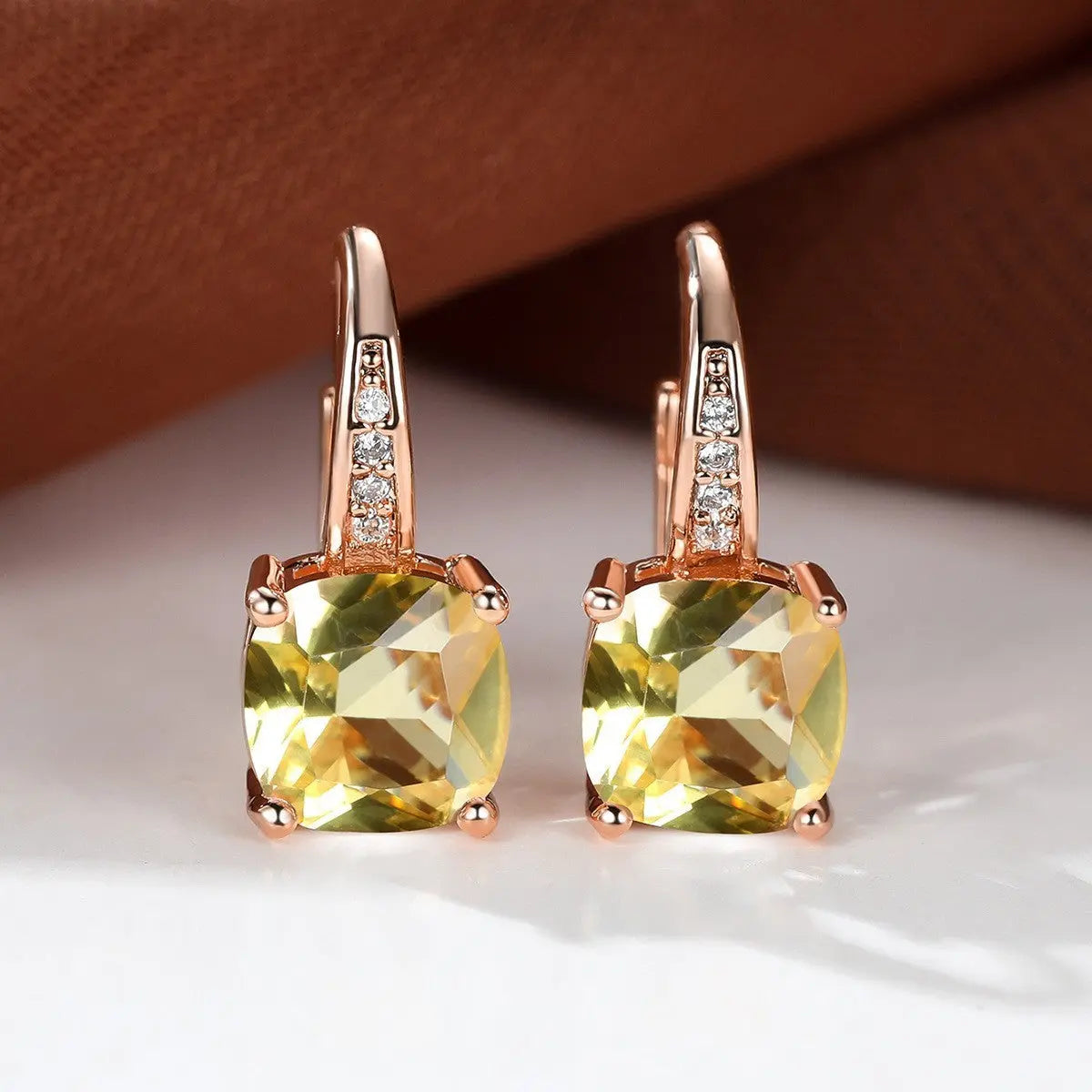 Square Zircon Inlaid Ear Hook Korean Style Fashion All-matching Weloria