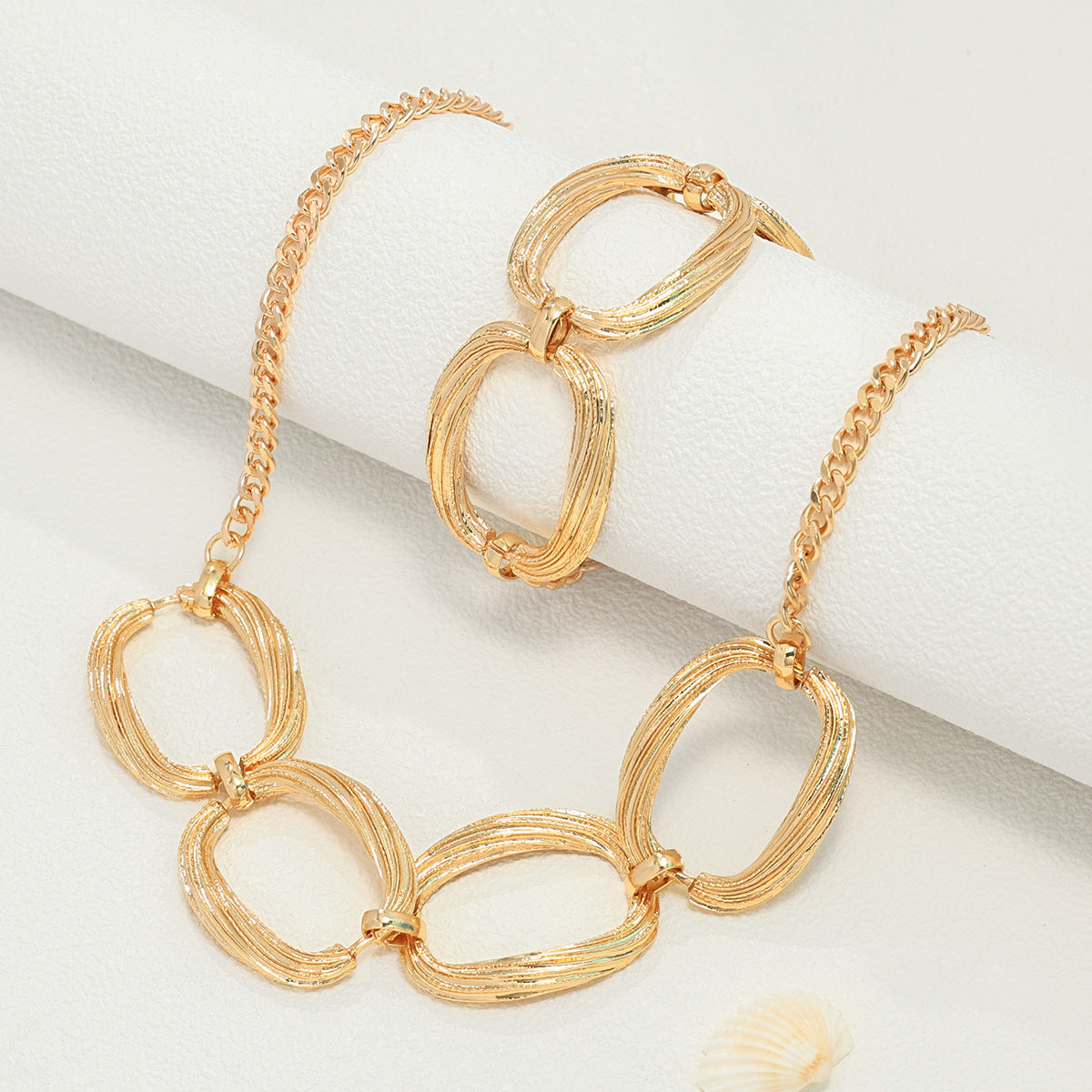 Personality Metal Geometry Creative Simple Necklace Bracelet Jewelry Suit Weloria