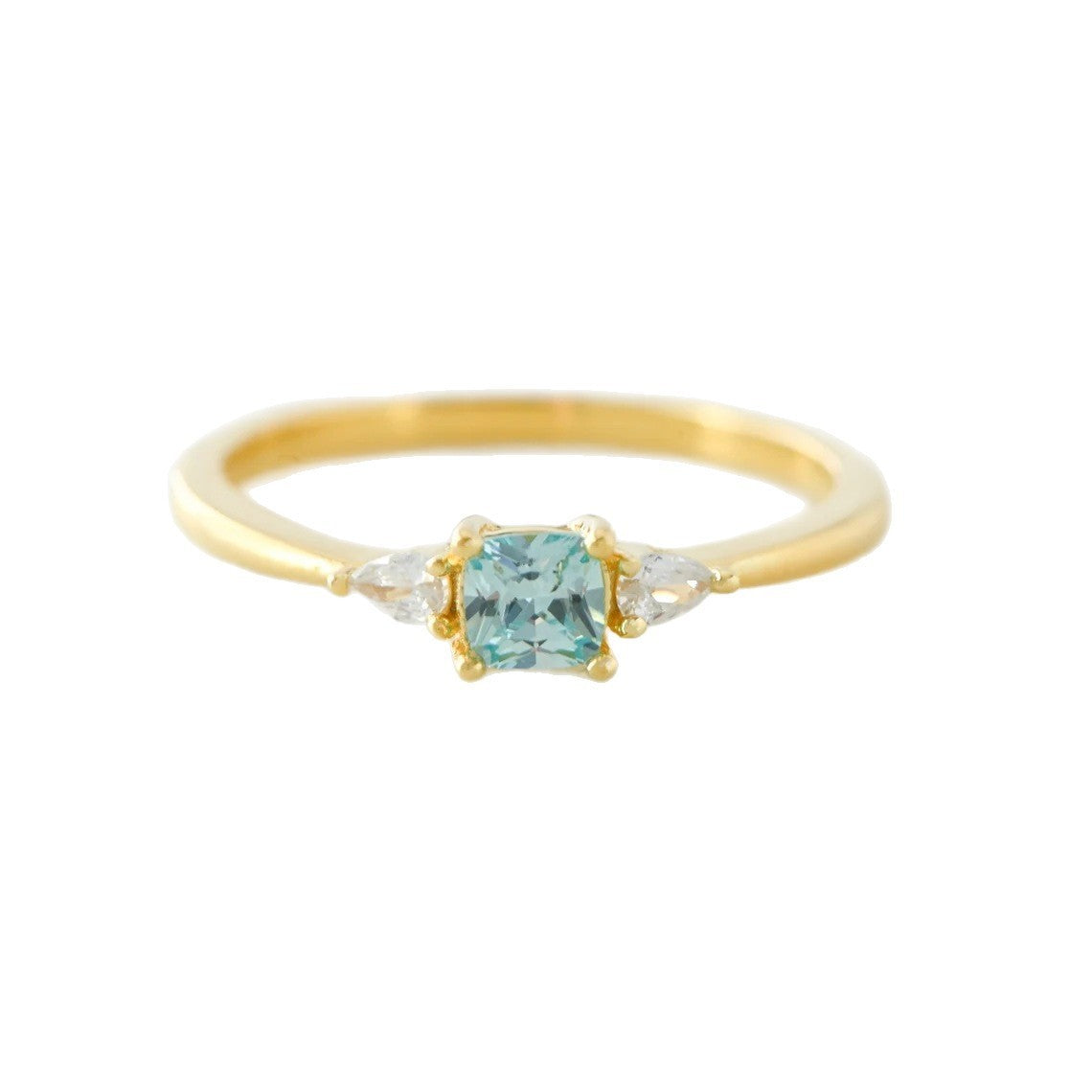 S925 Sterling Silver Blue All-match Square Inlaid Zircon Ring Weloria