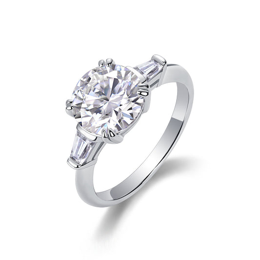 Shining Step By Step - A Fashionable Diamond Jewelry Piece Set With 3-carat Moissanite S925 Sterling Silver And Platinum Diamond Ring. Weloria