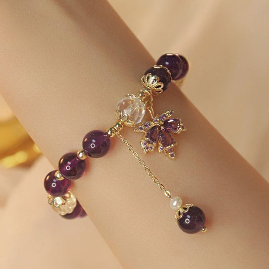 Purple Maple Natural Uruguay Amethyst Bracelet Maple Leaf Weloria