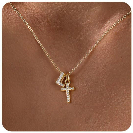 European And American Zircon Inlaid 26 Letter Necklace With Diamonds Weloria