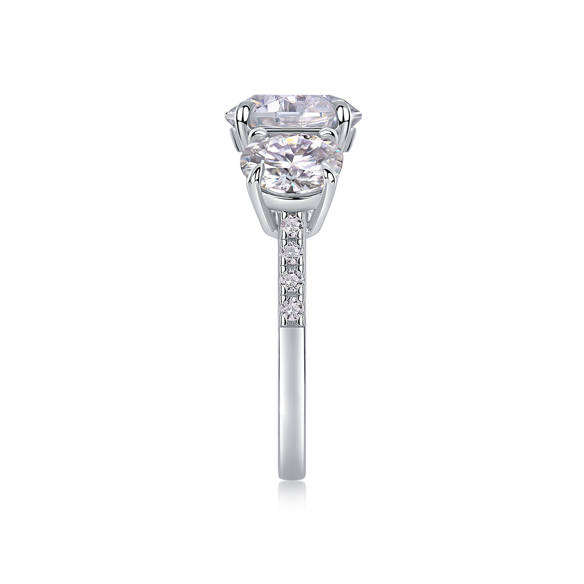 Three Shining Stars - A Fashionable And Luxurious Jewelry Piece Set With 3-carat Moissanite S925 Sterling Silver And Platinum-plated Diamond Weloria
