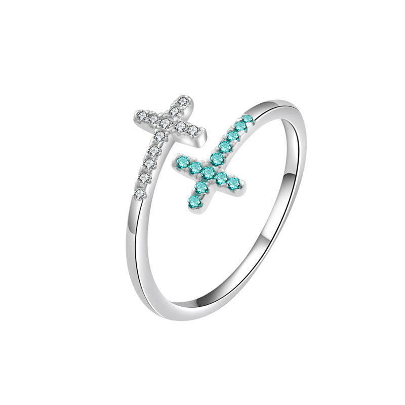 Cross Ring Open Zircon Ring For Women Weloria