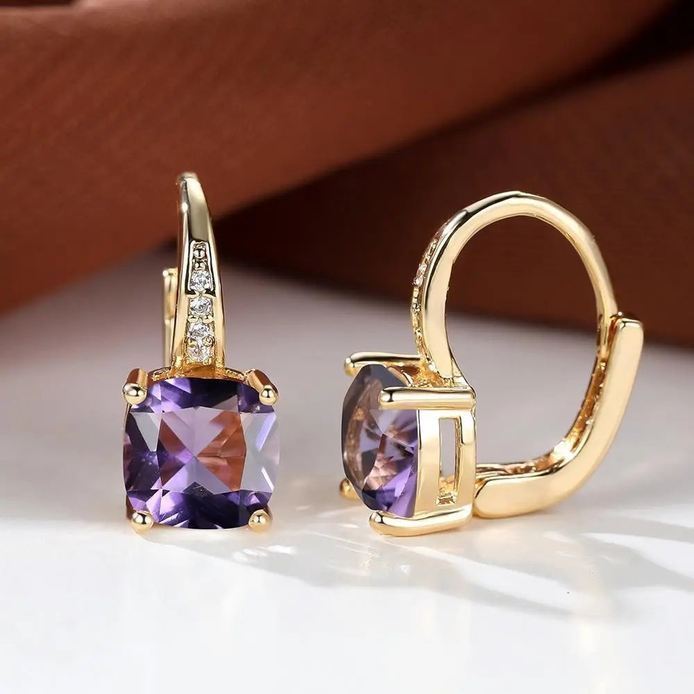 Square Zircon Inlaid Ear Hook Korean Style Fashion All-matching Weloria