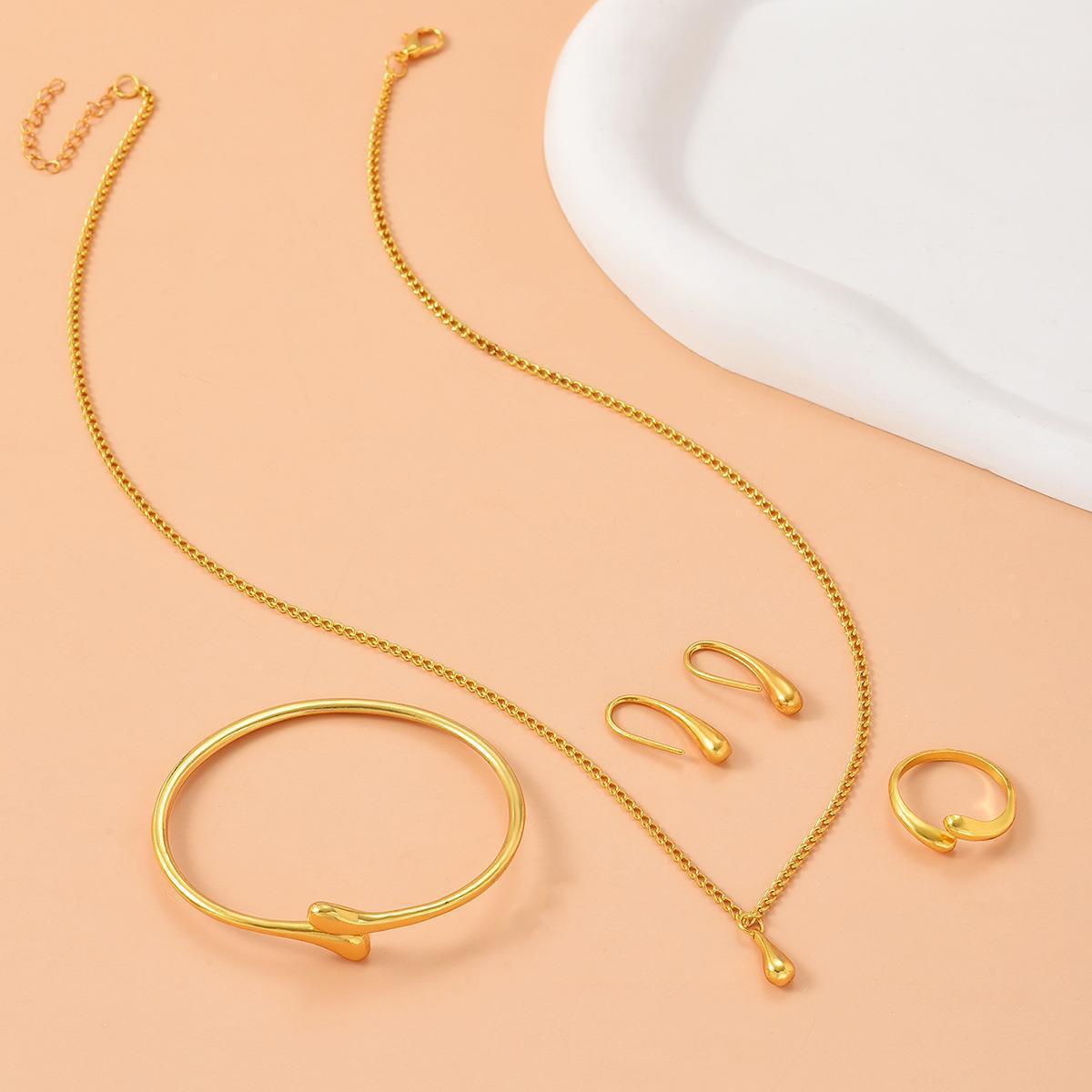 Water Drop Suit Simple Daily Fashion Necklace Earrings Bracelet Ring Suit Weloria