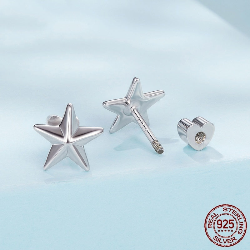 Three-dimensional Star Thread Stud Earrings S925 Sterling Silver Star Earrings Weloria