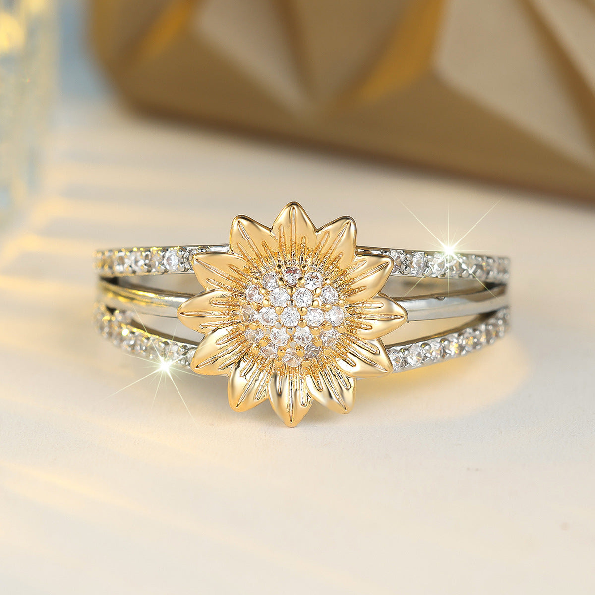 Sunflower Full Diamond Fashion Ring For Women Weloria