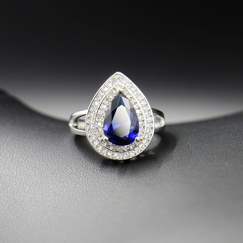 Jewelry Four-piece Set Rings Pendants Earrings Drop-shaped Gem Weloria