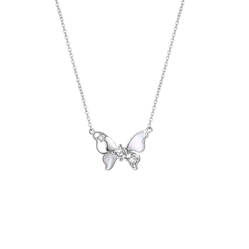 Butterfly Fritillary Necklace Women's Sterling Silver Light Luxury Minority Weloria