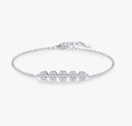 S925 Sterling Silver Light Luxury Full Diamond Flower Ring Weloria