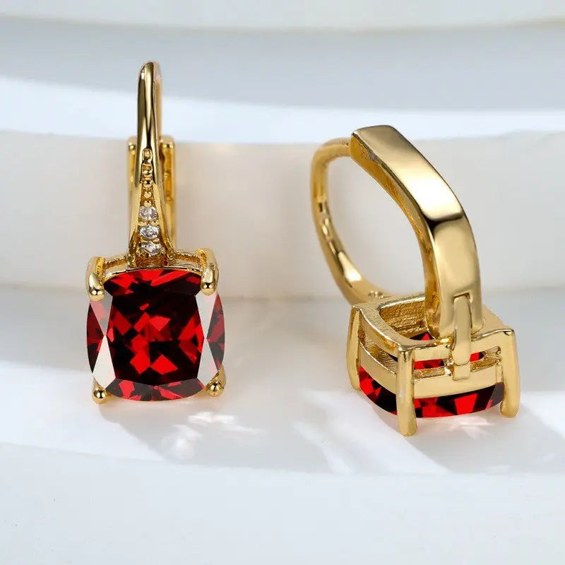 Square Zircon Inlaid Ear Hook Korean Style Fashion All-matching Weloria