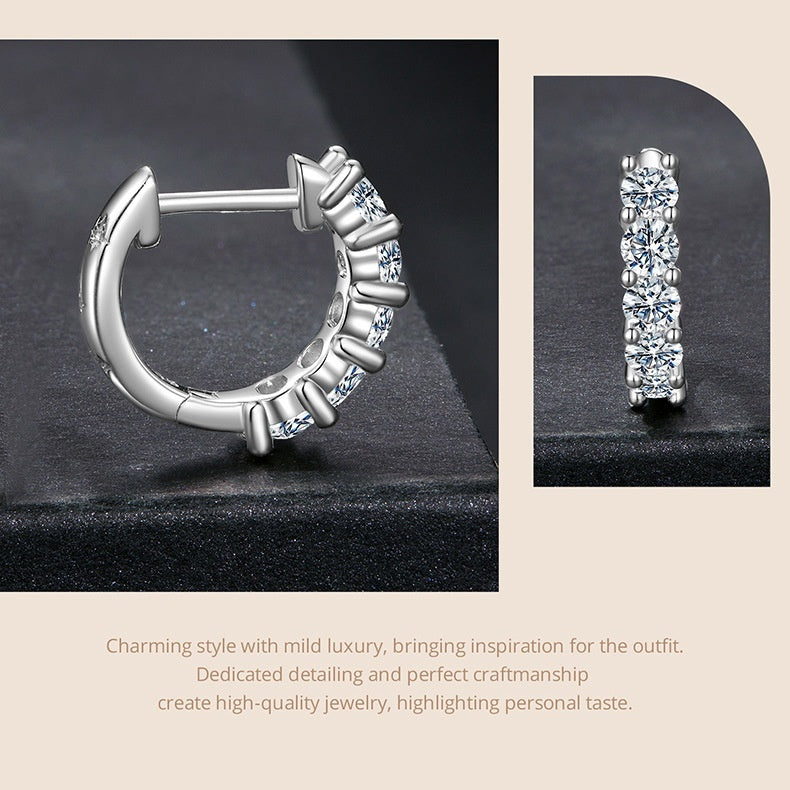 Silver Ziyun New Shining Single Row Light Luxury Moissanite Ear Clip Women Weloria