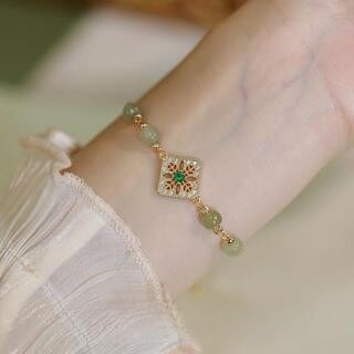 Retro French White Clear Natural Hetian Jade Bracelet Weloria