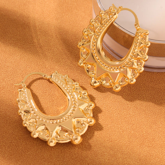 Personalized Gear Texture Earrings Stainless Steel Girls Weloria